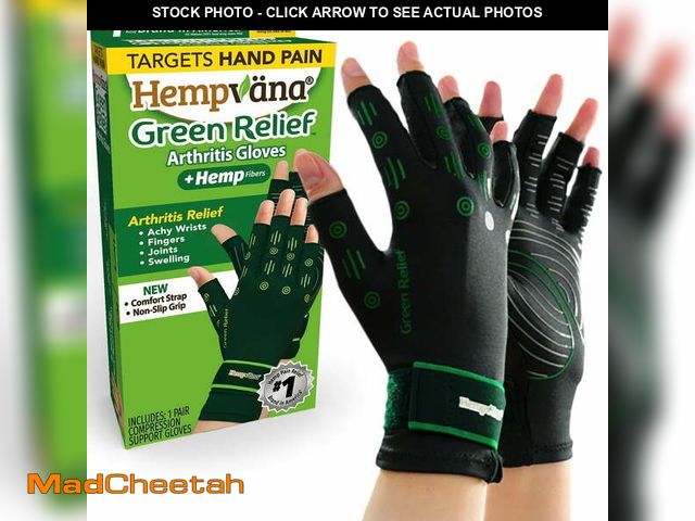 Lot 74-12886253 - Hempvana Arthritis Compression Gloves - Fingerless Gloves Made with Hemp Plant Fibers - Support for ...
