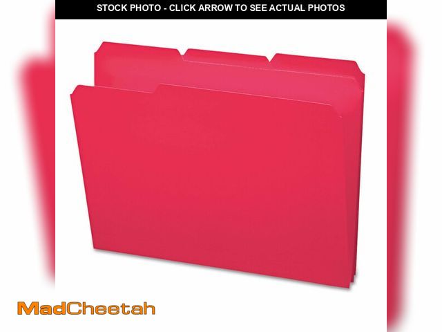 Lot 74-14152988 - Smead Poly File Folder, 1/3-Cut Tab, Letter Size, Red, 24 per Box (10501) - UNUSED