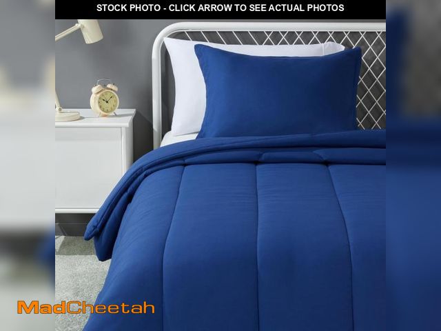Lot 74-12367287 - Basics 2 Piece Soft Microfiber Kids' Comforter and Pillow Sham Set, Twin, Navy, Solid - UNUSED