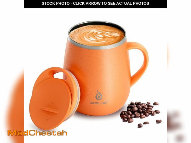 Lot 74-14427528 - Ideus 16 oz Insulated Coffee Mug with Handle and Lid, Double Wall Stainless Steel Vacuum Thermal Cof...