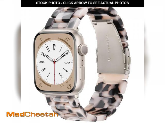 Lot 74-12053004 - V.R.HOPE Resin Watch Band Compatible with Apple Watch Band for Women 38mm 40mm 41mm Tortoise Metal B...