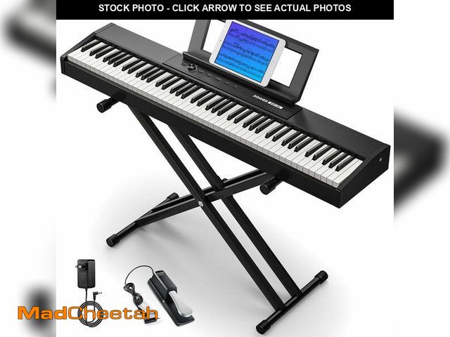 Lot 74-12678751 - Donner Portable Digital Piano 88-key Synth Action Keyboard with X Stand, Pedal, Auto-accompaniment f...