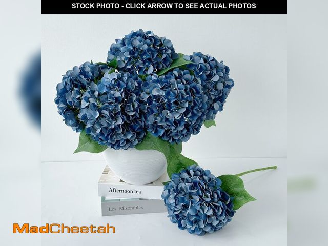 Lot 74-14274801 - ZYTUYO 5 Pcs Dark Blue Silk Hydrangeas Artificial Flower Boho Dried Touch 20'' Faux Hydrangeas for F...