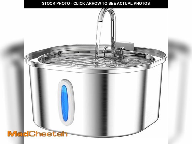 Lot 74-14256996 - PEKTACO Cat Water Fountain, 3.2L/108oz Stainless Steel Pet Water Fountain - USED