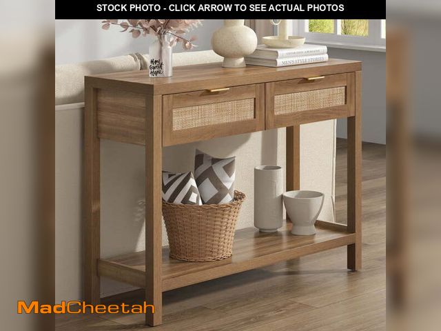 Lot 74-12550095 - Surmoby Console Table with Rattan Drawers,Boho Wood Entryway Table Hallway Table Sofa Table with Ope...
