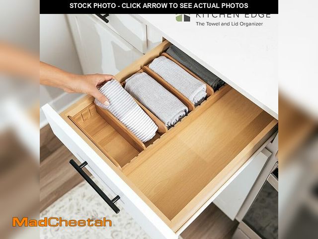 Lot 74-12868384 - KitchenEdge Bamboo Kitchen Towel and Food-Storage Organizer, Perfect for Kitchen Drawers, Cabinets, ...