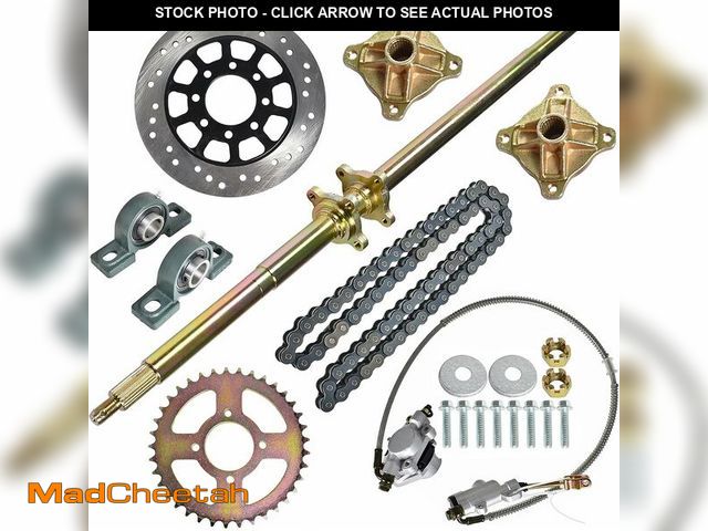 Lot 74-14282983 - GXYWADY 44.25in Go Kart Rear Axle Shaft Kit with Chain Sprocket Brake Disc Pillow Block Wheel Hub Ch...