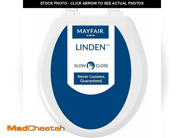 Lot 74-12456350 - Mayfair Linden Slow Close Toilet Seat, Non Slip Heavy Duty Wood, Easy Install, Round, White - UNUSED