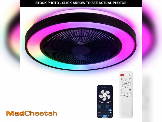 Lot 74-13710801 - (MISSING REMOTE) Vookea 2-in-1 Low Profile Ceiling Fan with Light, 20Ã¢â¬Â Caged Safety Design for...