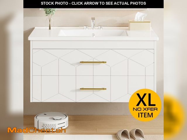 Lot 74-13788674 - Garvee 36" Bathroom Vanity with Sink, Floating Bathroom Vanity with Ceramic Basin, 2 Large Storage D...