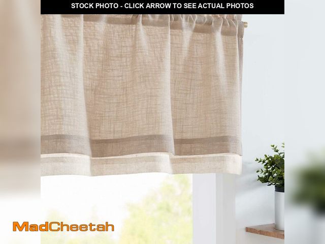 Lot 74-13961905 - jinchan Linen Farmhouse Valances for Living Room Windows 16 Inch Slubbed Crossed Double Layer Window...