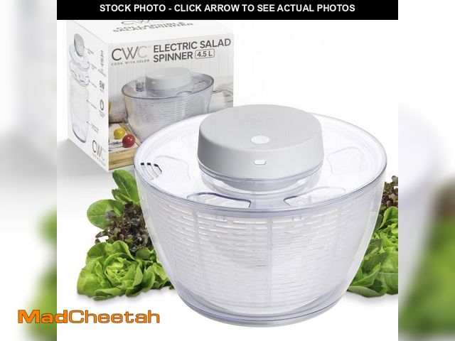 Lot 74-11410232 - COOK WITH COLOR Electric Salad Spinner, Round 4.5L Capacity - Fast Drying &amp; Easy Spin for Fresh ...