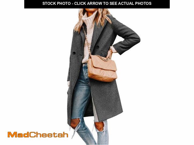 Lot 74-12837084 - PUWEI Women's Casual Lapel Collar Wool Coat Single-Breasted Peacoat with Pockets - UNUSED