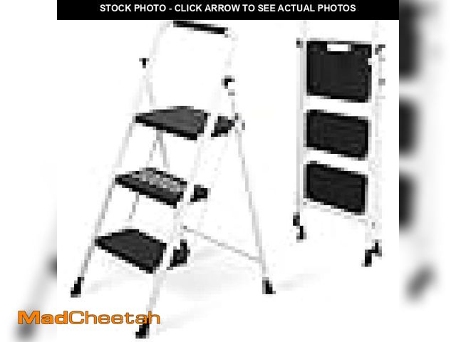 Lot 74-12482392 - edx 3 Step Ladder Portable Folding Step Stool Heavy Duty Anti-Slip Lightweight 800Lbs Capacity - UNU...