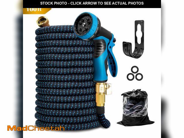 Lot 74-12779043 - Kotto Expandable Garden Hose, Water Hose for Outside with 10 Spray Nozzles, Hose Holder, Blue,100 ft...