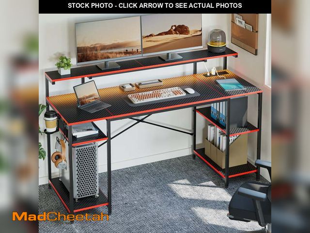 Lot 74-12781152 - (MISSING HARDWARE) Bestier 55" Gaming Desk with LED Light &amp; Monitor Stand Computer Desk Corner D...