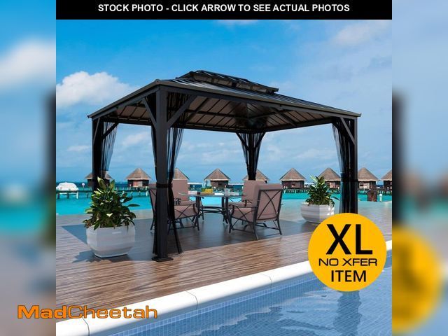 Lot 74-14291124 - VEIKOUS 12 ft. W x 10 ft. D Metal Double Hardtop Gazebo with Pre-Painted Galvanized Steel Roof and T...