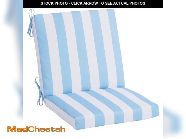 Lot 74-14312804 - Hampton Bay 20 in. W x 17 in. D Outdoor Mid Back Dining Chair Universal Cushion in Cabana Stripe - U...