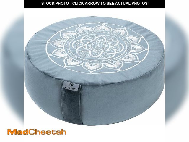 Lot 74-14284195 - Florensi Zafu Meditation Cushion - Large, Round Velvet, Ocean Abyss, Buckwheat-Filled Floor Pillow f...