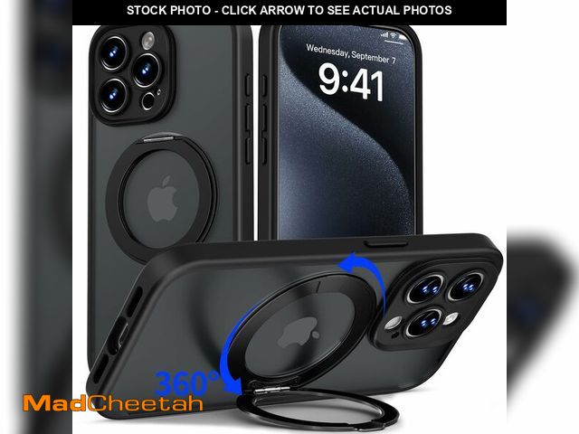 Lot 74-14474726 - DecaStars for iPhone 15 Pro Case Upgraded 360ÃÂ° Spin Magnetic Stand, Black - UNUSED