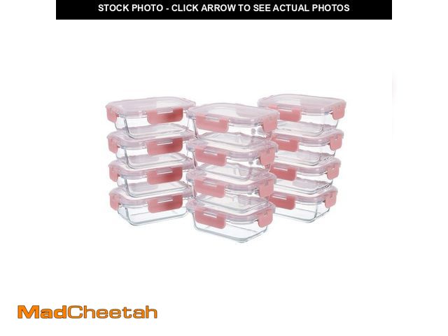 Lot 74-13625427 - GULFLIN Small Glass Food Storage Containers 12 Pack-12oz Glass Containers with Lids for Meal Prep, F...