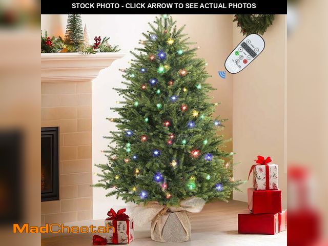 Lot 74-13059724 - Alupssuc 3ft Prelit Artificial Small Mini Christmas Tree with Color LED Lights, Remote Control and T...