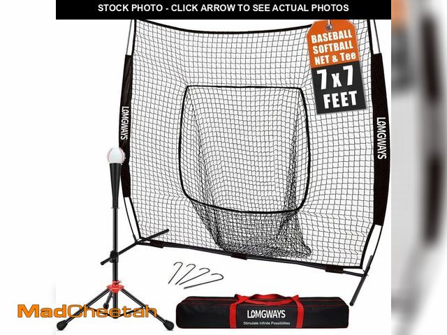 Lot 74-13696208 - 7'x7' Portable Baseball Net Set - Batting, Hitting &amp; Pitching Practice Net with Baseball Tee, Ca...