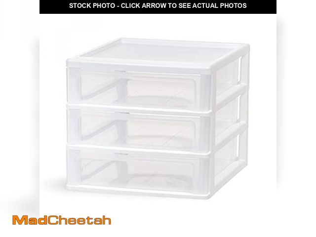 Lot 74-12367596 - IRIS USA Plastic Stacking Desk Top 3-Drawer Storage Organizer, 1-Pack, for Makep Vanity Nail Polish ...