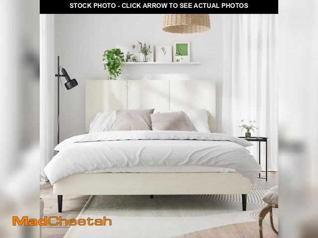 Lot 74-12265679 - IOILORI Queen Size Bed Frame with Headboard, Vertical Channel Tufted Heavy Duty Queen Platform Bed F...