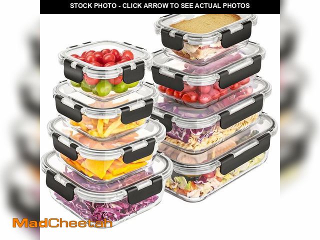 Lot 74-14269564 - Liuruiyu 8 Pack Glass Food Storage Containers with Lids, Meal Prep Containers, Airtight Bento Boxes ...