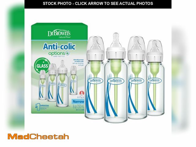 Lot 74-14278349 - Dr. Brown's Anti-Colic Options+ Narrow Glass Baby Bottle with Level 1 Slow Flow Nipple, BPA-Free, 8 ...