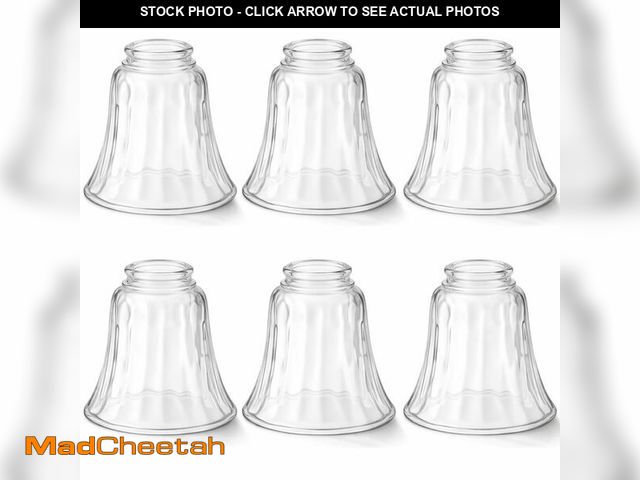 Lot 74-14273810 - VIHOSE 6 Pcs Glass Ceiling Fan Light Shades Covers Clear Hammered Style Bell Glass Replacement Shade...