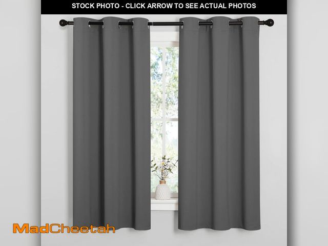 Lot 74-14150965 - NICETOWN Thermal Insulated Grommet Blackout Curtains for Bedroom (2 Panels, W42 x L63 -Inch, Grey) -...