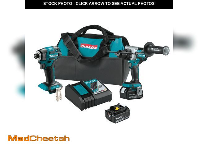 Lot 74-14241612 - Makita XT297T 18V LXT LithiumIon Brushless Cordless 2Tool Combo Kit (5.0Ah) - Includes 1/2" Hammer D...
