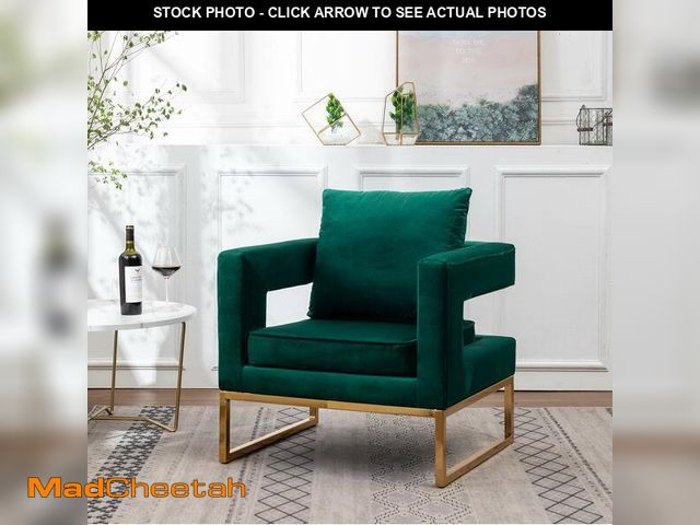 Lot 74-12786054 - Roundhill Furniture Lenola Upholstered Accent Arm Chair, Green 27.5D x 29.75W x 34.5H in Green - USE...