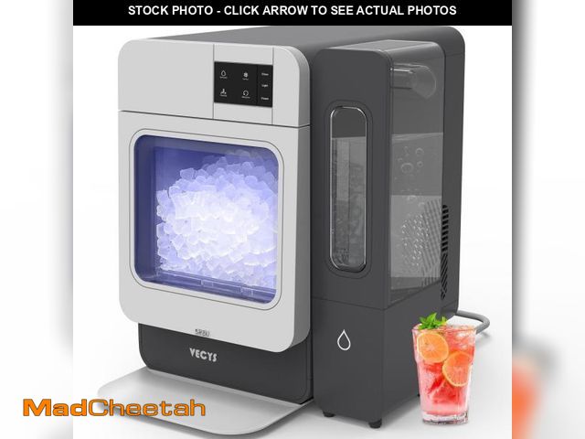 Lot 74-12487264 - VECYS Nugget Ice Maker W/ Side Water Tank, 44LBS/Day Self-Cleaning, Grey - USED