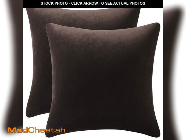 Lot 74-12435070 - DEZENE Decorative Pillow Cases 24x24 Chocolate Brown: 2 Pack Cozy Soft Velvet Square Throw Pillow Co...