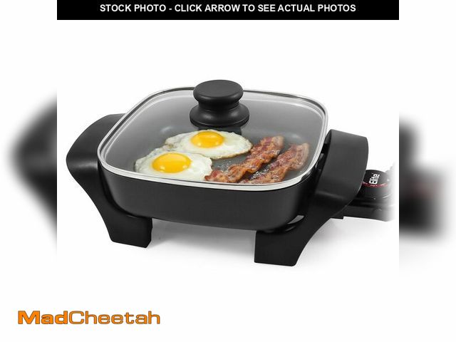 Lot 74-14266708 - Elite Gourmet EG808 Electric Skillet 8"x8" Non-Stick Coating, Tempered Glass Lid, Removable Thermost...