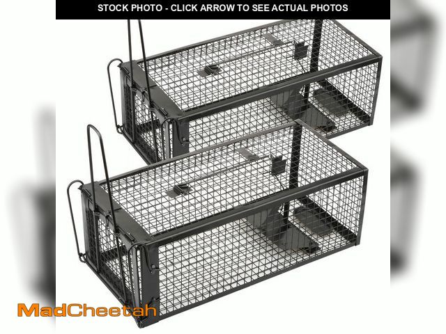Lot 74-14264504 - Anyhall 2-Pack Rat Traps Humane Live Mouse Vole Chipmunk Trap Cage for Indoors and Outdoors (Black) ...