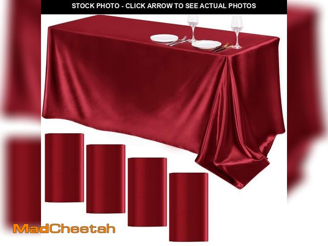 Lot 74-14065668 - TURSTIN 4 Packs Satin Tablecloth 102 x 58 Inch Overlay Satin Table Cover Rectangle Bright Silk Table...