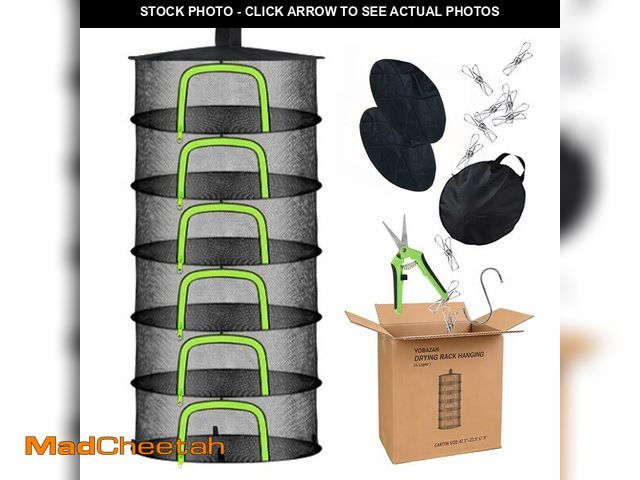 Lot 74-14268054 - Herb Drying Rack Hanging Mesh Net - 6 Tier plant drying rack Foldable Design with U-Zipper, Bonus Pr...