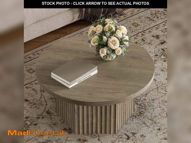 Lot 74-14371581 - SICOTAS 31.5" Round Fluted Coffee Table for Living Room, Modern Cloud Coffee Table with Spacious Tab...