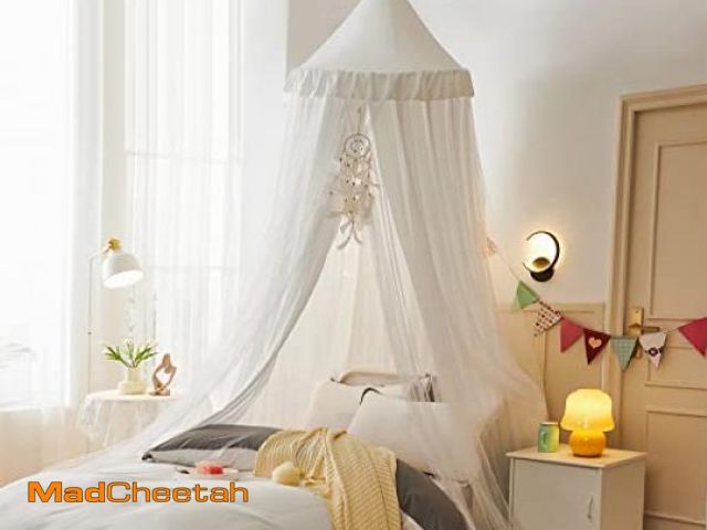 Lot 74-12333246 - VETHIN Bed Canopy for Kids with Lights,Double Layer Princess Round Dome Children Dreamy Mosquito Net...