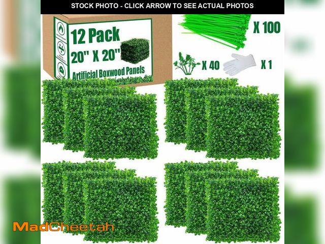 Lot 74-12678972 - BSHAPPLUS 12 PCS 20"x20" Artificial Boxwood Panels, Boxwood Hedge Wall Panels, Artificial Grass Back...
