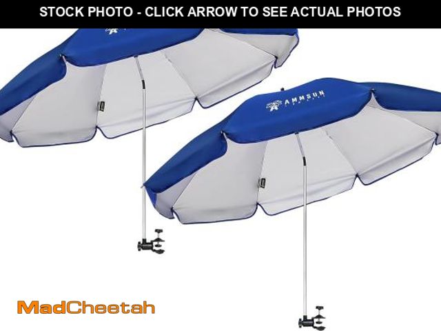 Lot 74-12043578 - AMMSUN XL Chair Umbrella with Universal Clamp Adjustable 52 inches and 360-degree Swivel UPF 50+, Po...