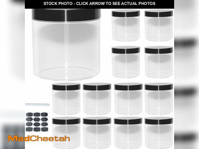 Lot 74-14149056 - Jninexiu 12Pcs 16oz Plastic Jars with Lids, Plastic Containers with Lids for Kitchen &amp; Household...