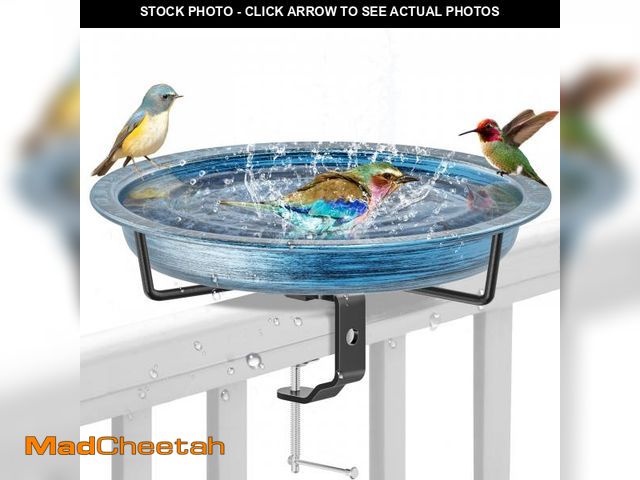 Lot 74-12314818 - VeyFolzin.st Deck Mounted Bird Bath Outside, Detachable Birdbath Bowl with Sturdy Clamp, Outdoor Bir...