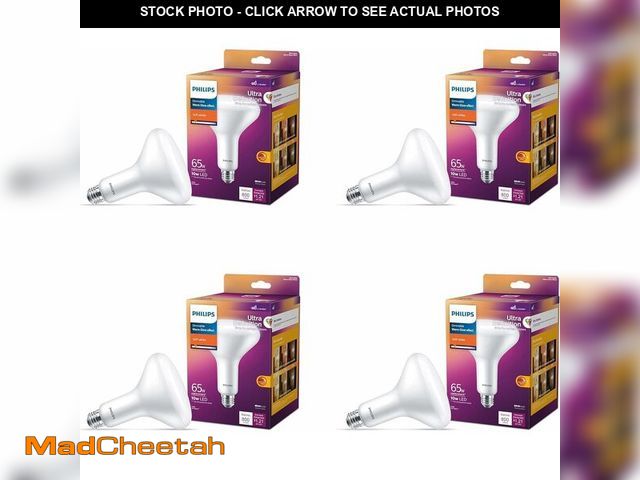Lot 74-14348969 - PHILIPS LED 65W BR40 4-Pack Ultra Definition Soft White (2700K) 800 Lumen (10W = 65W) Dimmable Frost...