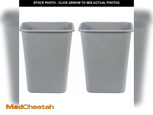 Lot 74-13041893 - Basics Rectangular Commercial Office Wastebasket, 10 gallon (Pack of 2), Grey - UNUSED