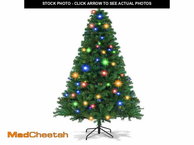 Lot 74-13055534 - (LIGHTS DONT WORK) Funcid 6ft Pre-Lit Green Artificial Christmas Tree with 250 Colorful LED Lights a...